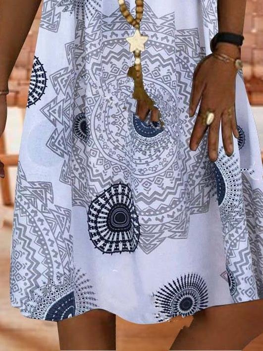 Lace Stitching Printed Sleeveless Dress - LuckyFash™