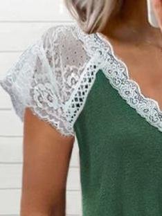 Lace Stitching Short-sleeved T-shirt - LuckyFash™