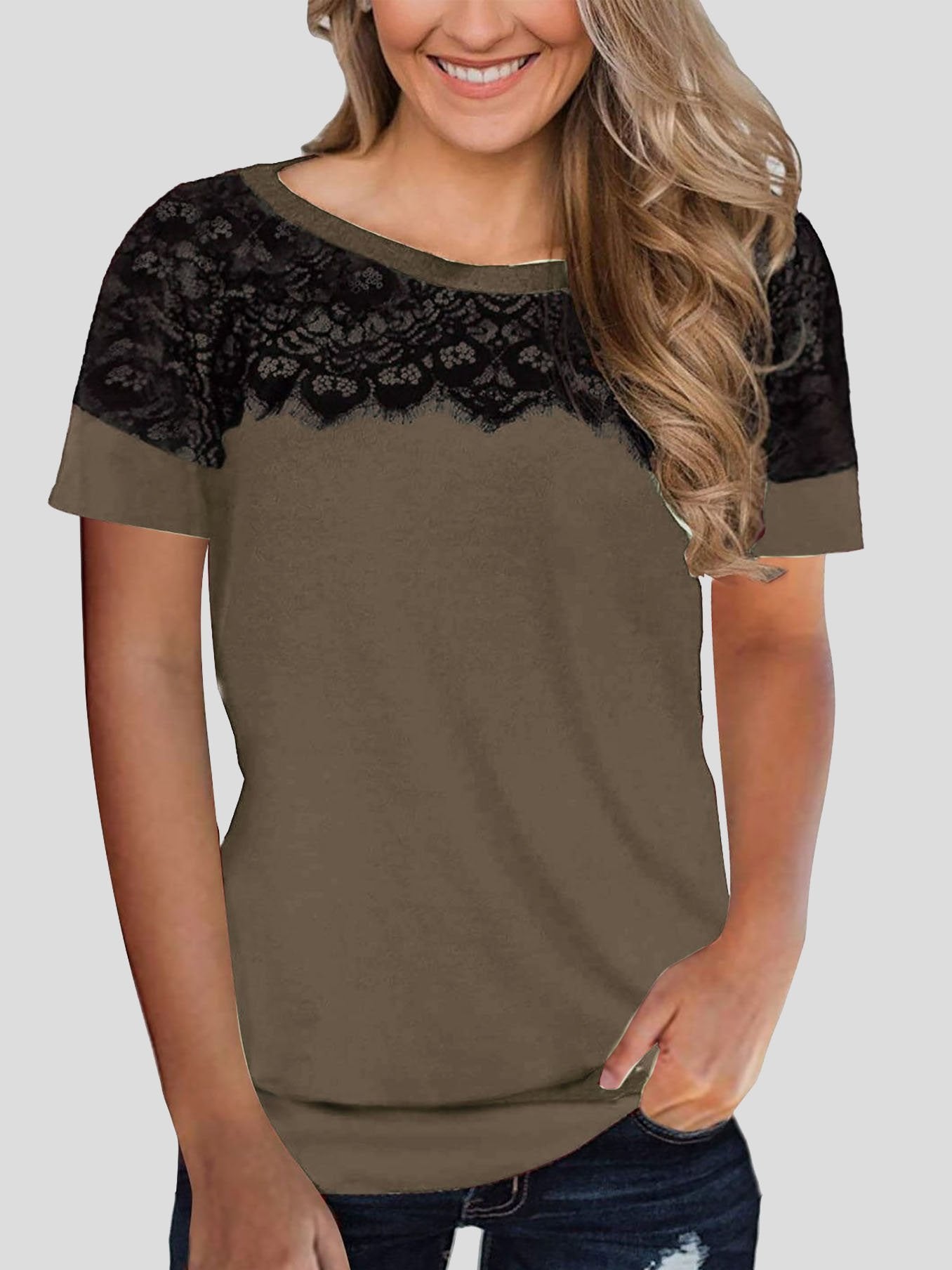 Lace Stitching Short-sleeved T-shirt - LuckyFash™