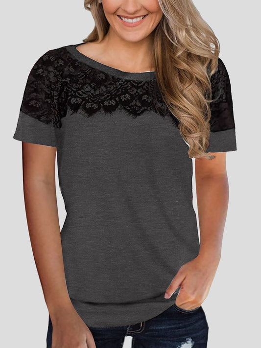 Lace Stitching Short-sleeved T-shirt - LuckyFash™