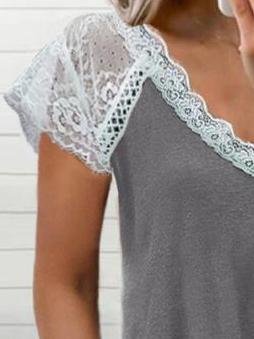Lace Stitching Short-sleeved T-shirt - LuckyFash™