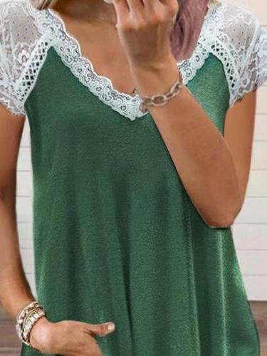 Lace Stitching Short-sleeved T-shirt - LuckyFash™