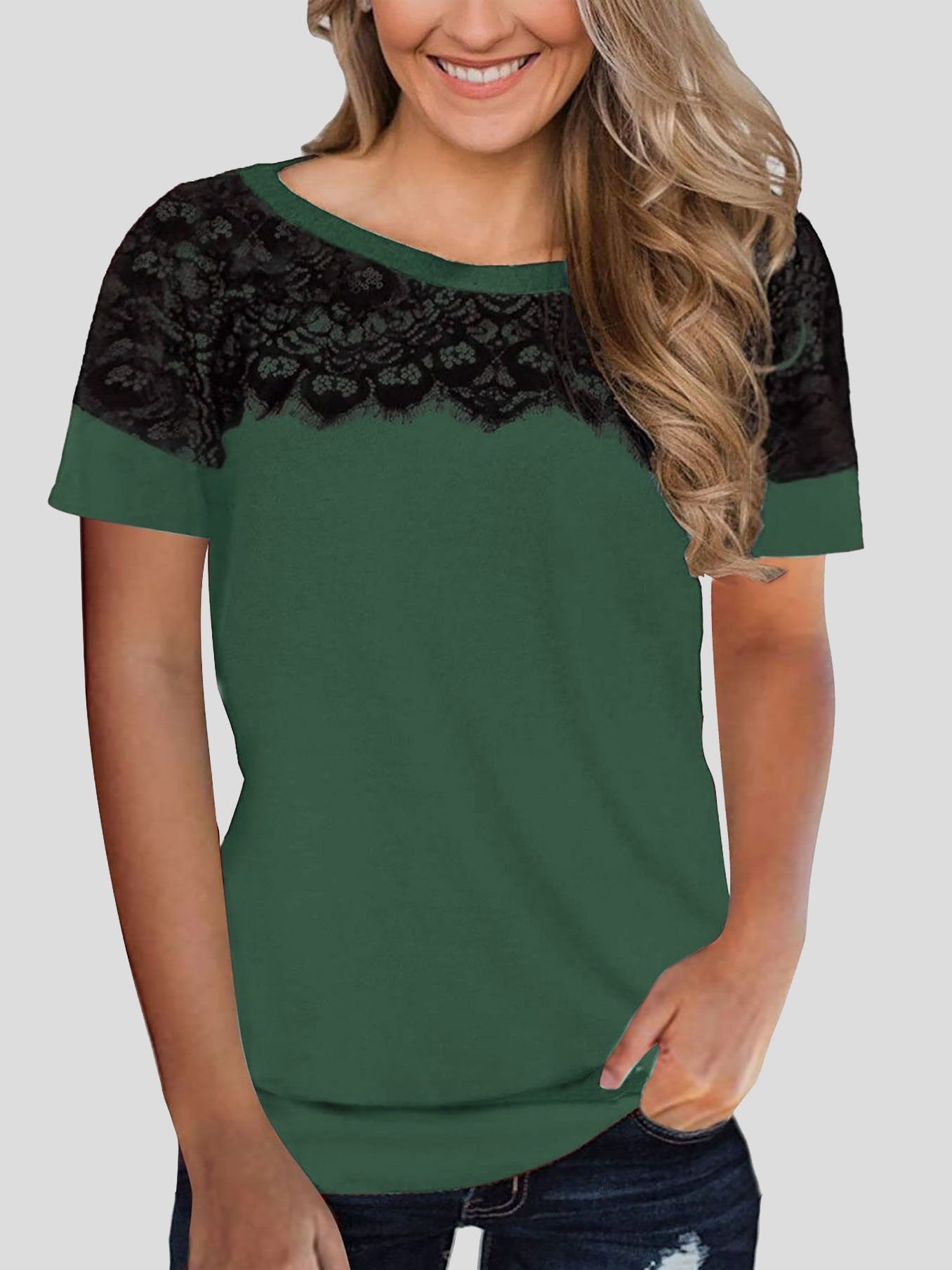 Lace Stitching Short-sleeved T-shirt - LuckyFash™