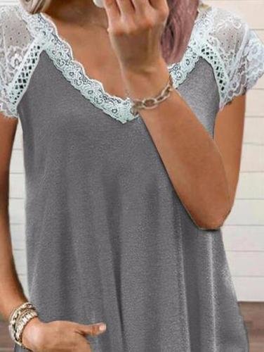 Lace Stitching Short-sleeved T-shirt - LuckyFash™