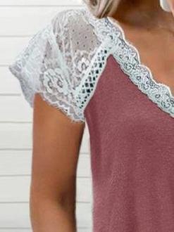 Lace Stitching Short-sleeved T-shirt - LuckyFash™