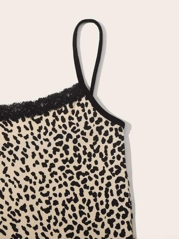 Lace Trim Leopard Print Cami Top - LuckyFash™