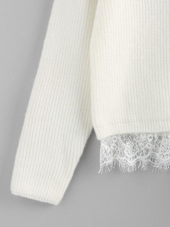 Lace Trim Raglan Sleeve Sweater - LuckyFash™