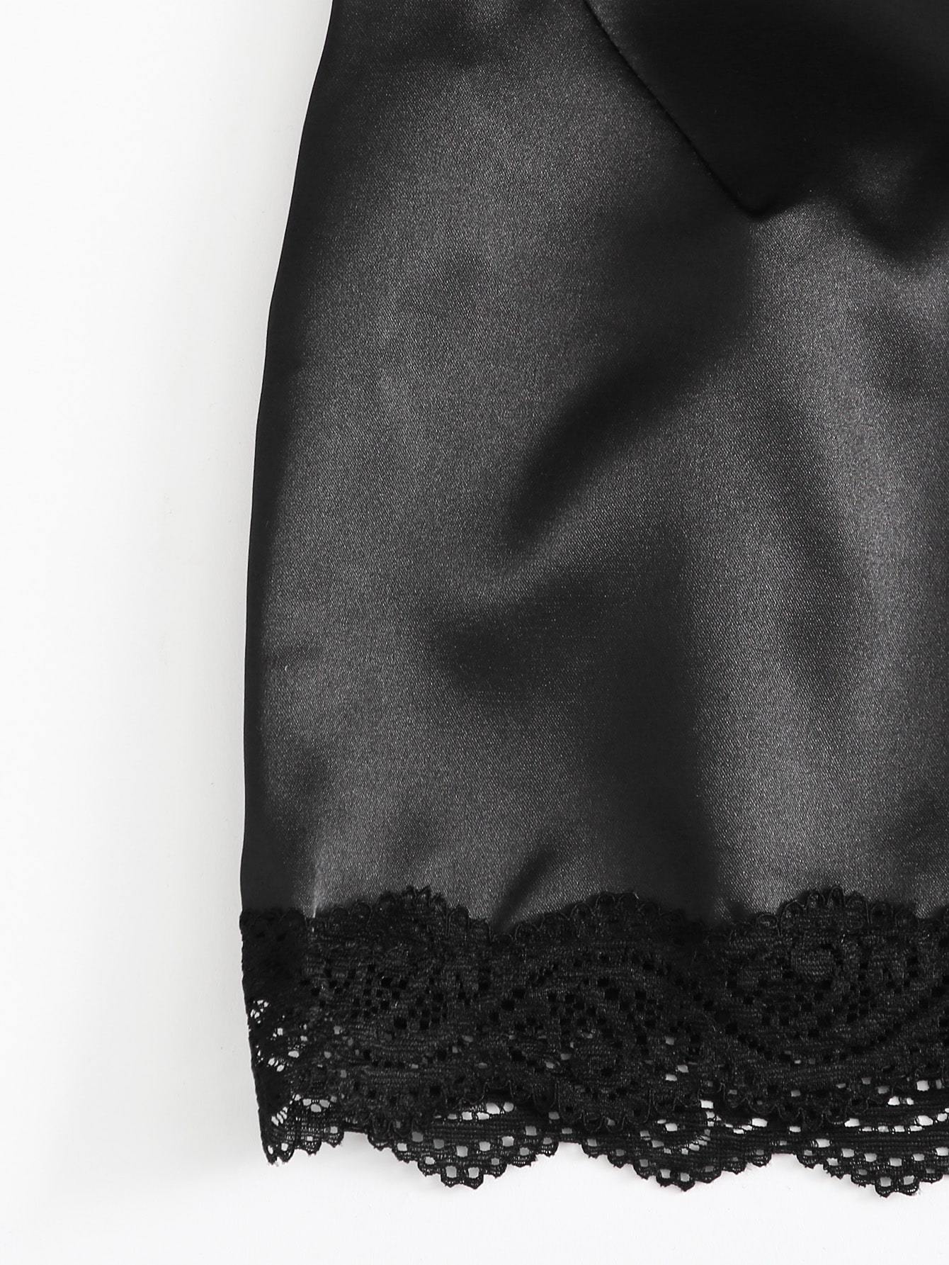 Lace Trim Satin Cami With Shorts - LuckyFash™