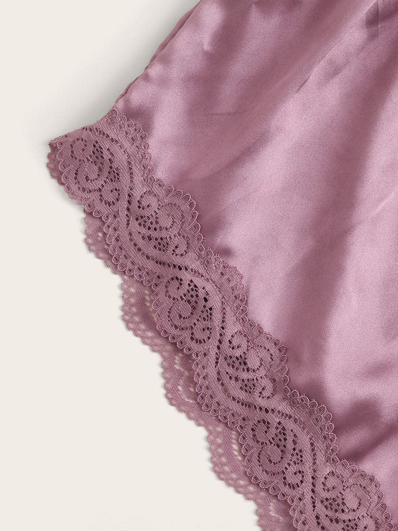 Lace Trim Satin Cami With Shorts - LuckyFash™