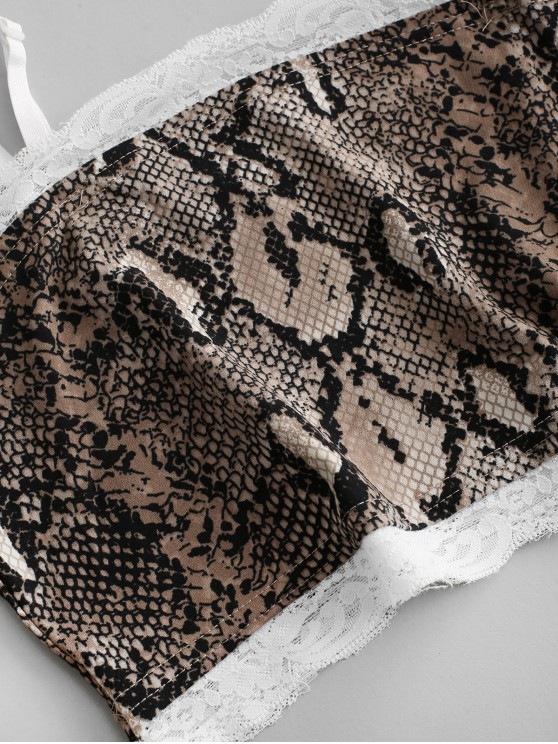 Lace Trim Snake Print Cami Top - LuckyFash™