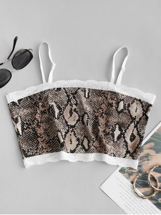 Lace Trim Snake Print Cami Top - LuckyFash™
