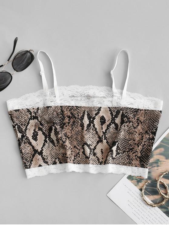 Lace Trim Snake Print Cami Top - LuckyFash™