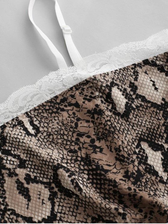 Lace Trim Snake Print Cami Top - LuckyFash™