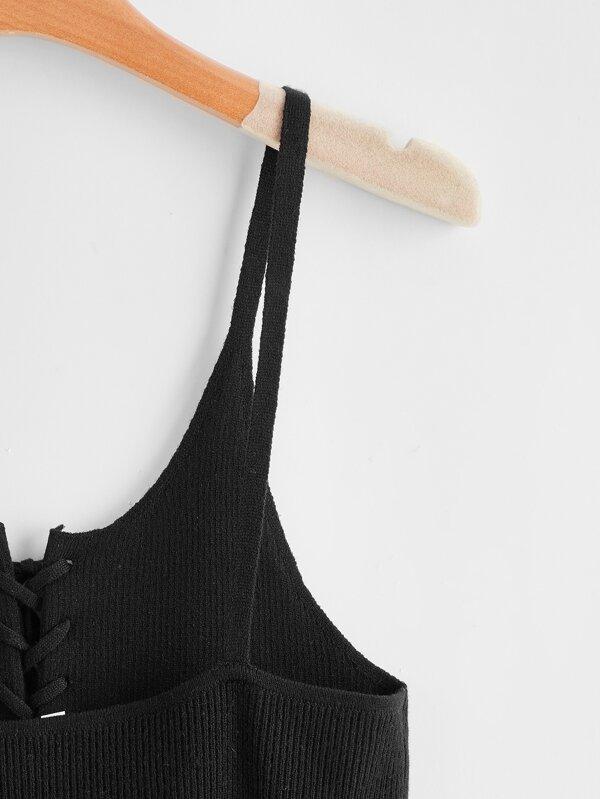 Lace Up Front Cami Knit Top - LuckyFash™