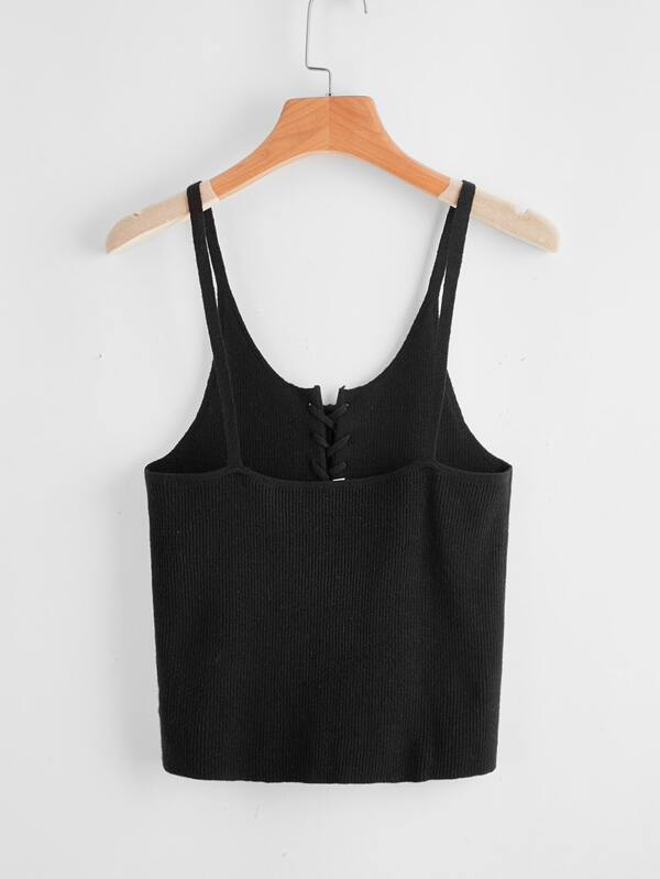 Lace Up Front Cami Knit Top - LuckyFash™