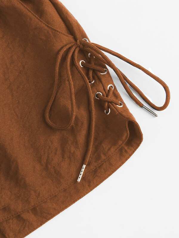 Lace-Up High-Rise Shorts - LuckyFash™