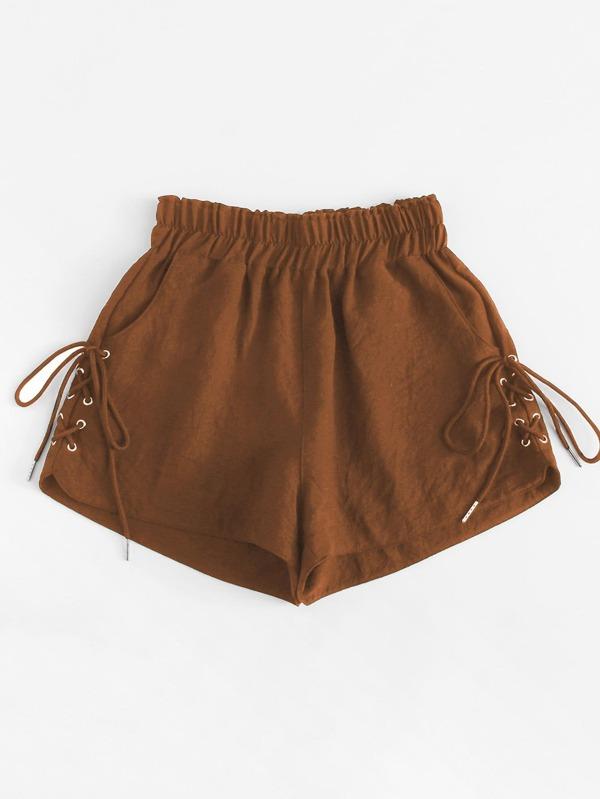 Lace-Up High-Rise Shorts - LuckyFash™