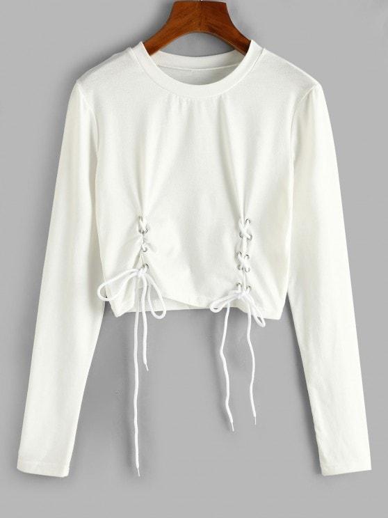 Lace-up Long Sleeve Crop Tee - LuckyFash™