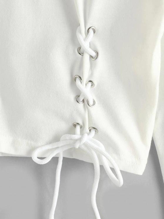 Lace-up Long Sleeve Crop Tee - LuckyFash™