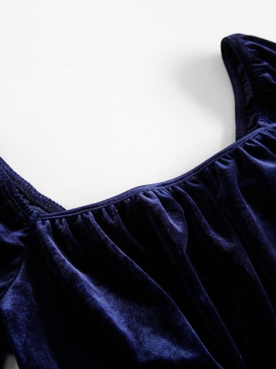 Lace Up Ruched Bust Velvet Mini Dress - LuckyFash™