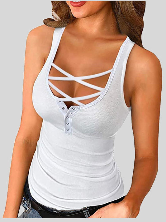 Lace-Up Sling Sleeveless Tank Top - LuckyFash™