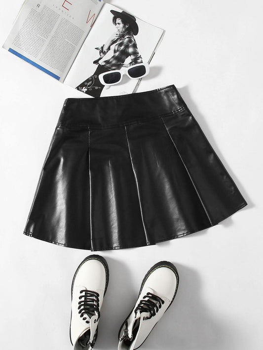 Lace Up Waist PU Leather Skirt - LuckyFash™