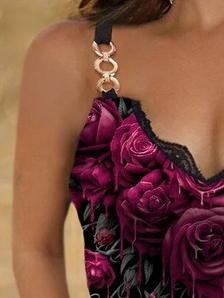 Lace V-neck Printed Camisole - LuckyFash™