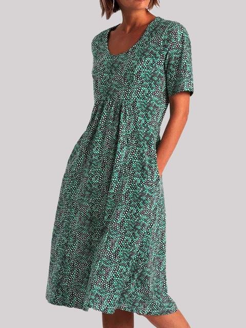 Ladies Floral Print Scoop Neck Mini Dresses - LuckyFash™