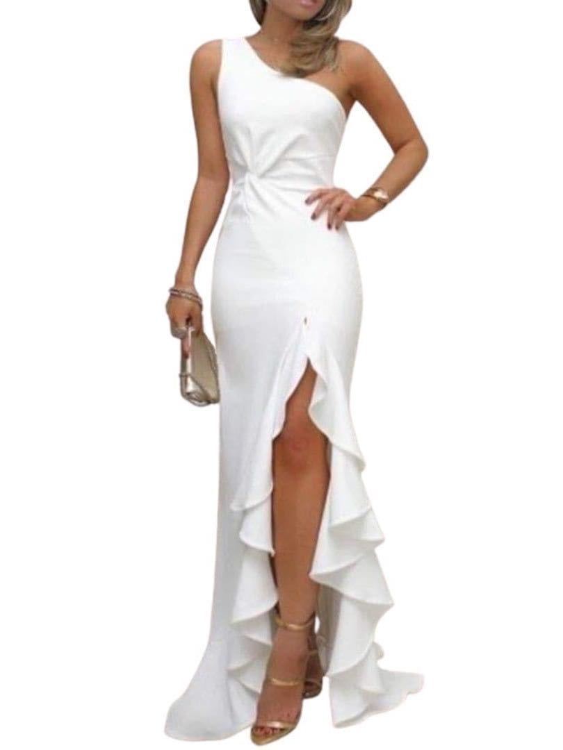Ladies Off-Shoulder Split Long Dress - LuckyFash™