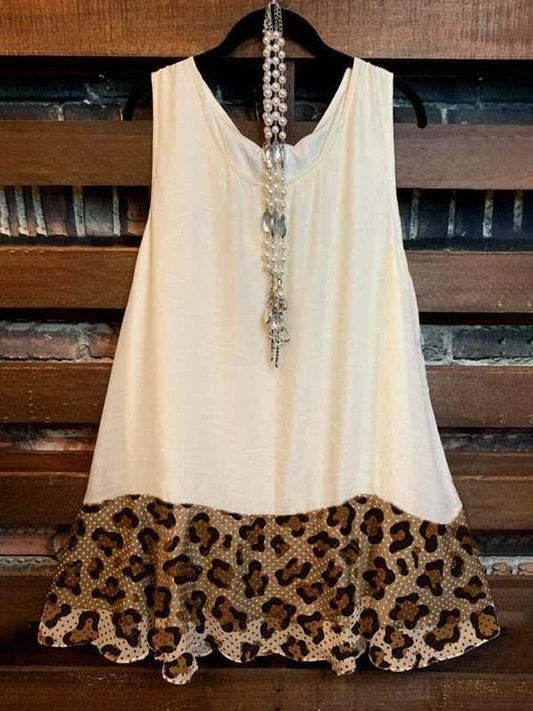 Ladies stitched leopard print sleeveless top - LuckyFash™