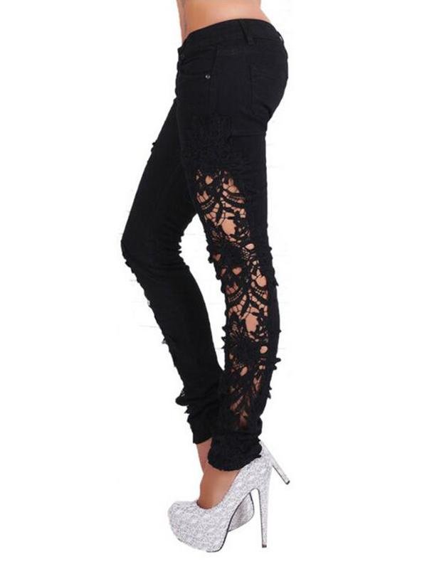 Ladies Trousers White Mesh Lace Sexy Low Waist Elastic Band - LuckyFash™