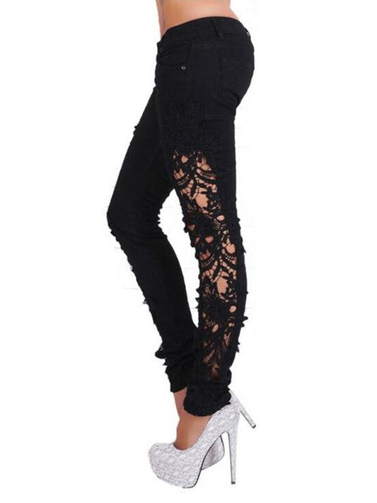 Ladies Trousers White Mesh Lace Sexy Low Waist Elastic Band - LuckyFash™