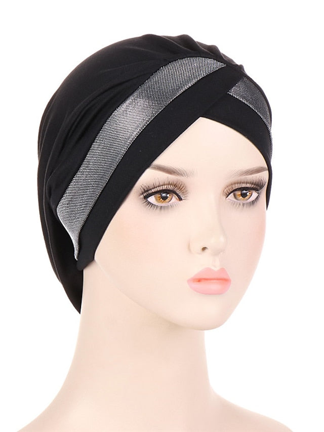 Women Turban Hat Cross Head Wrap Islamic Hijab Cap Solid Color Soft Headscarf Fashion Muslim Hats Scarf High Quality Hair Care Cap - LuckyFash™