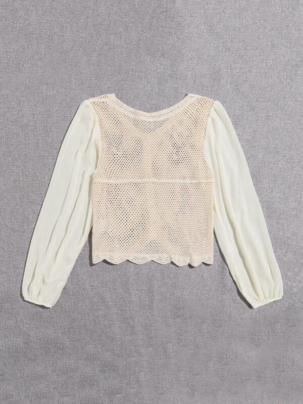 Lantern Sleeve Embroidered Flower Blouse - LuckyFash™