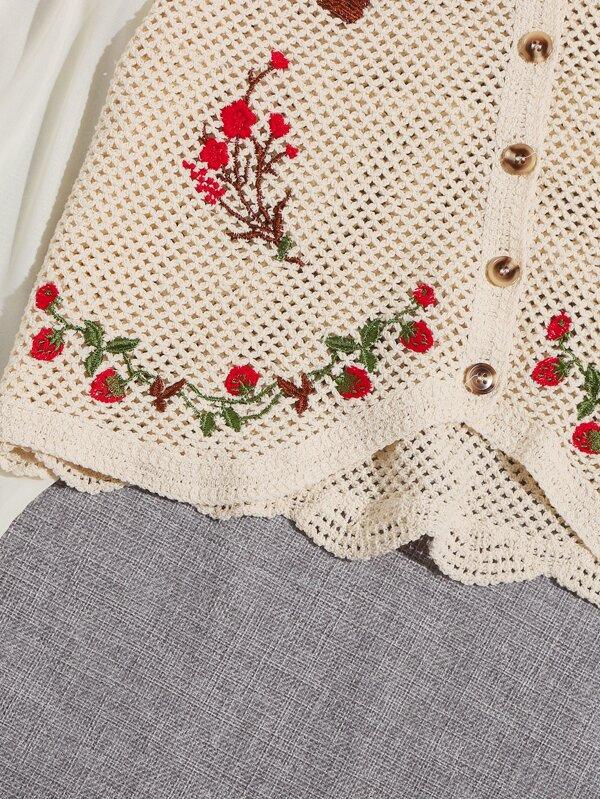 Lantern Sleeve Embroidered Flower Blouse - LuckyFash™