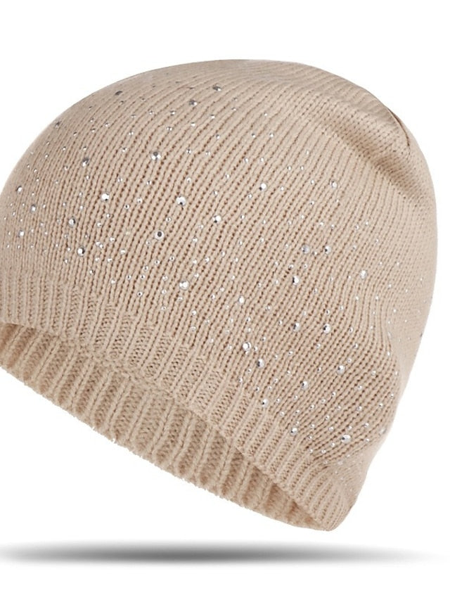 Hat Beanie / Slouchy Black Blue Camel Outdoor Home Daily Beaded Knit Polka Dot Portable Windproof Comfort for Women - LuckyFash™