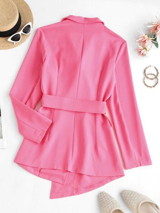 Lapel Belted Flap Detail Blazer - LuckyFash™
