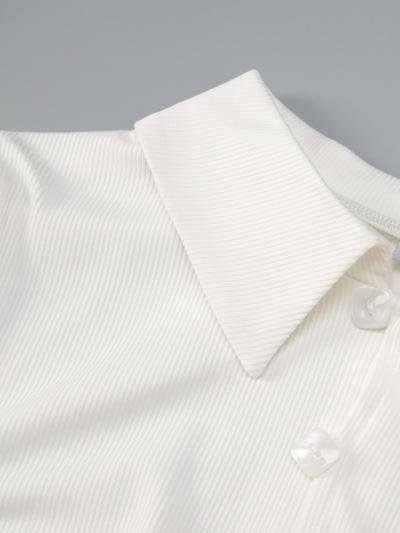 Lapel Button & Beveled Side Split Shirt Dress - LuckyFash™