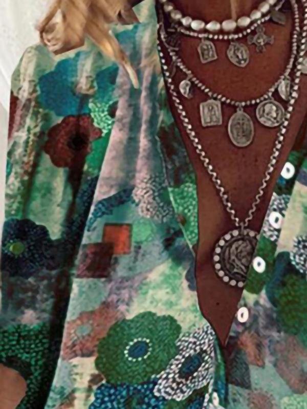 Lapel Collar Printed Long-sleeved Shirt - LuckyFash™