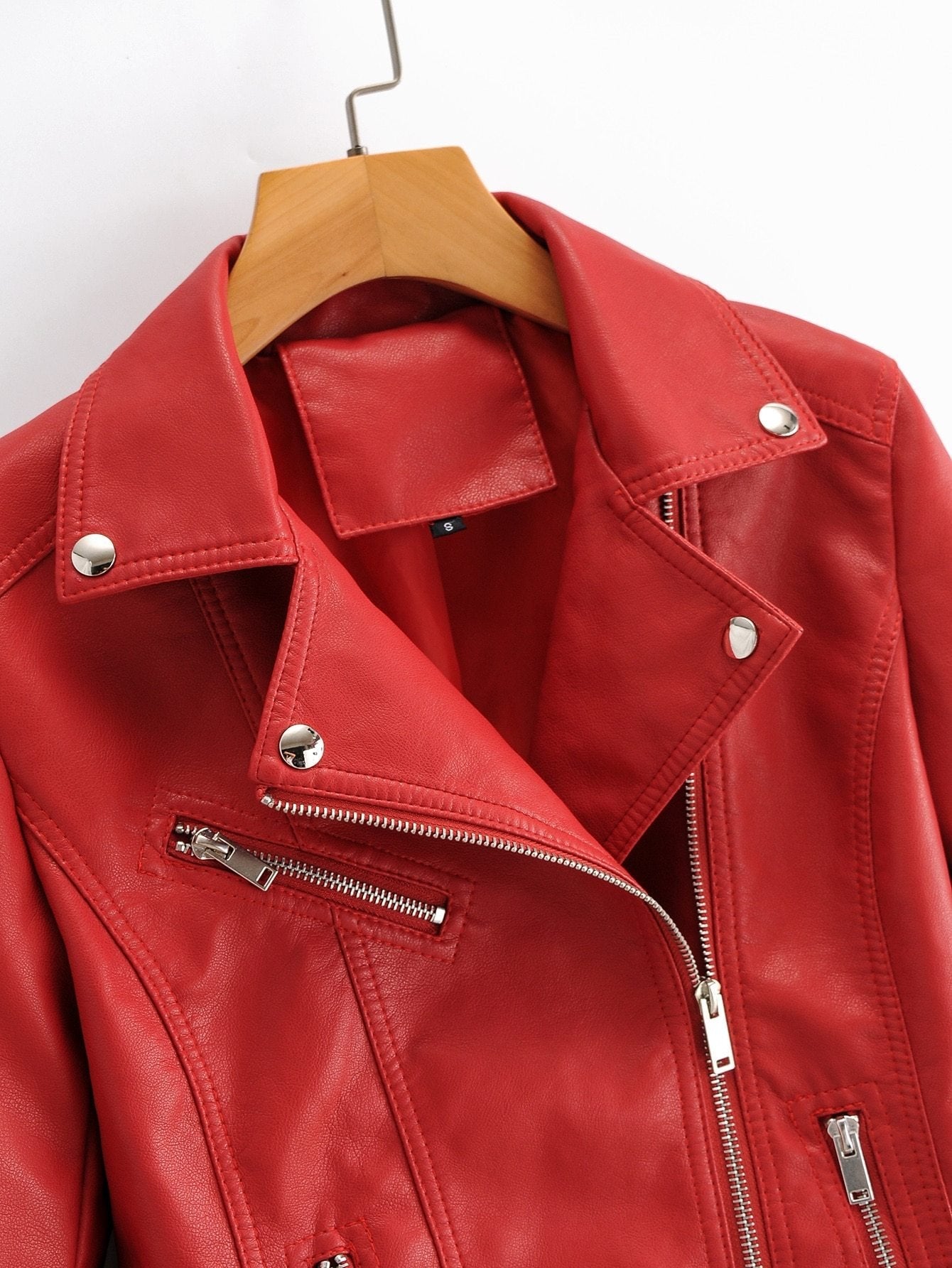 Lapel Collar Zip Up PU Moto Jacket - LuckyFash™