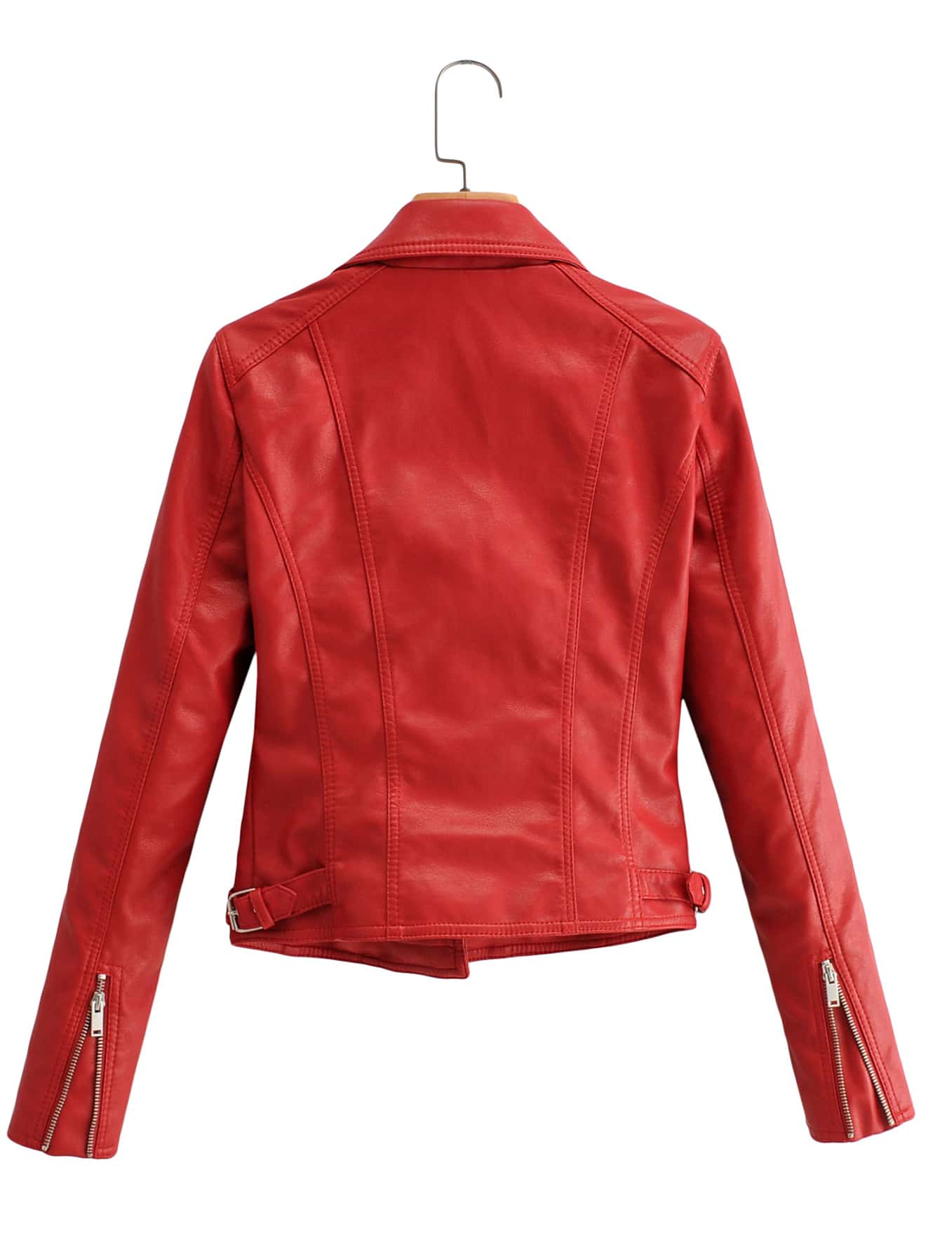 Lapel Collar Zip Up PU Moto Jacket - LuckyFash™