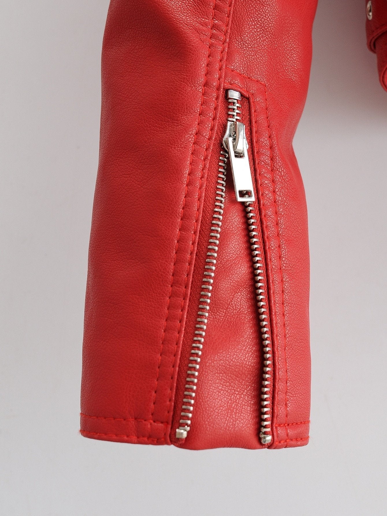 Lapel Collar Zip Up PU Moto Jacket - LuckyFash™