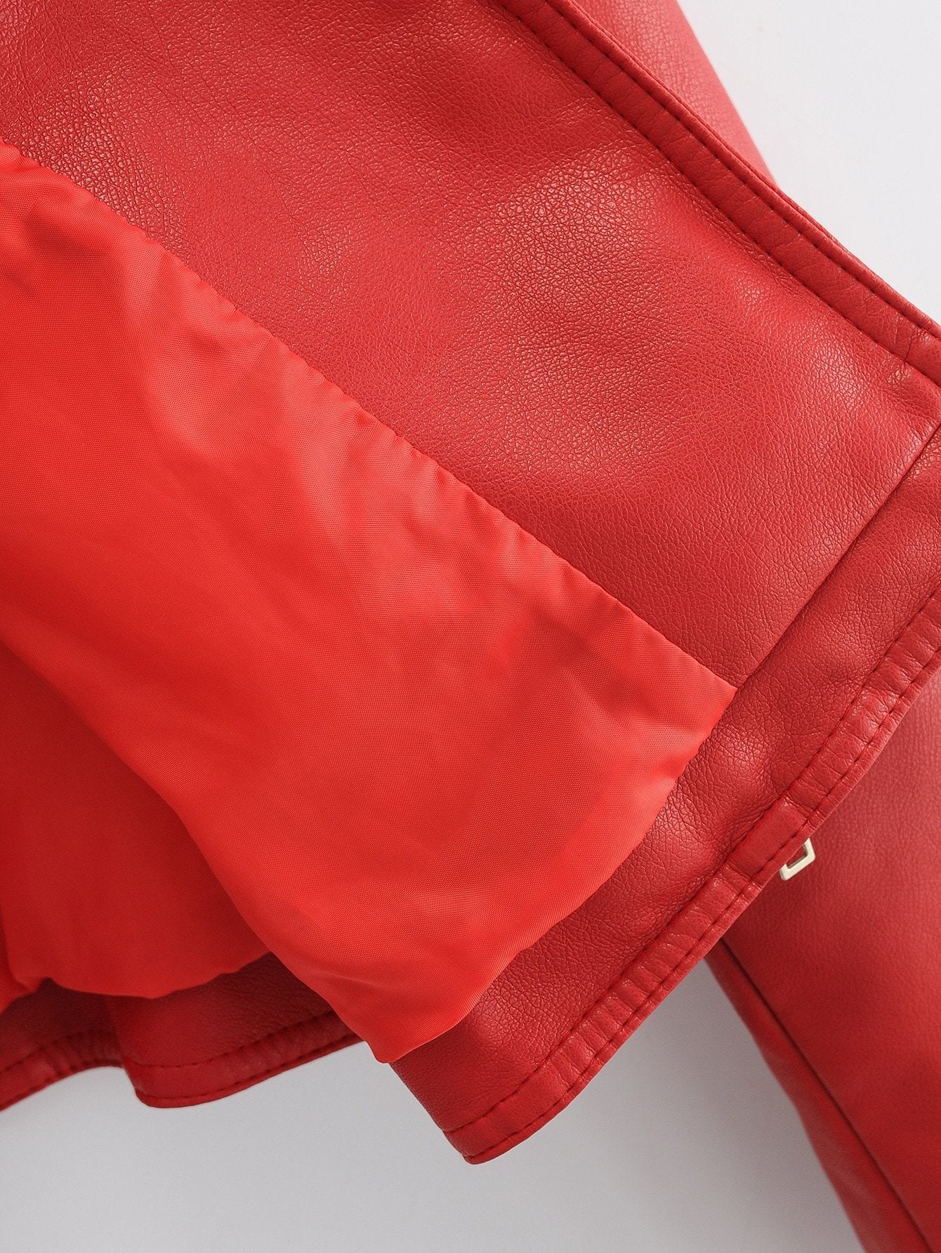 Lapel Collar Zip Up PU Moto Jacket - LuckyFash™