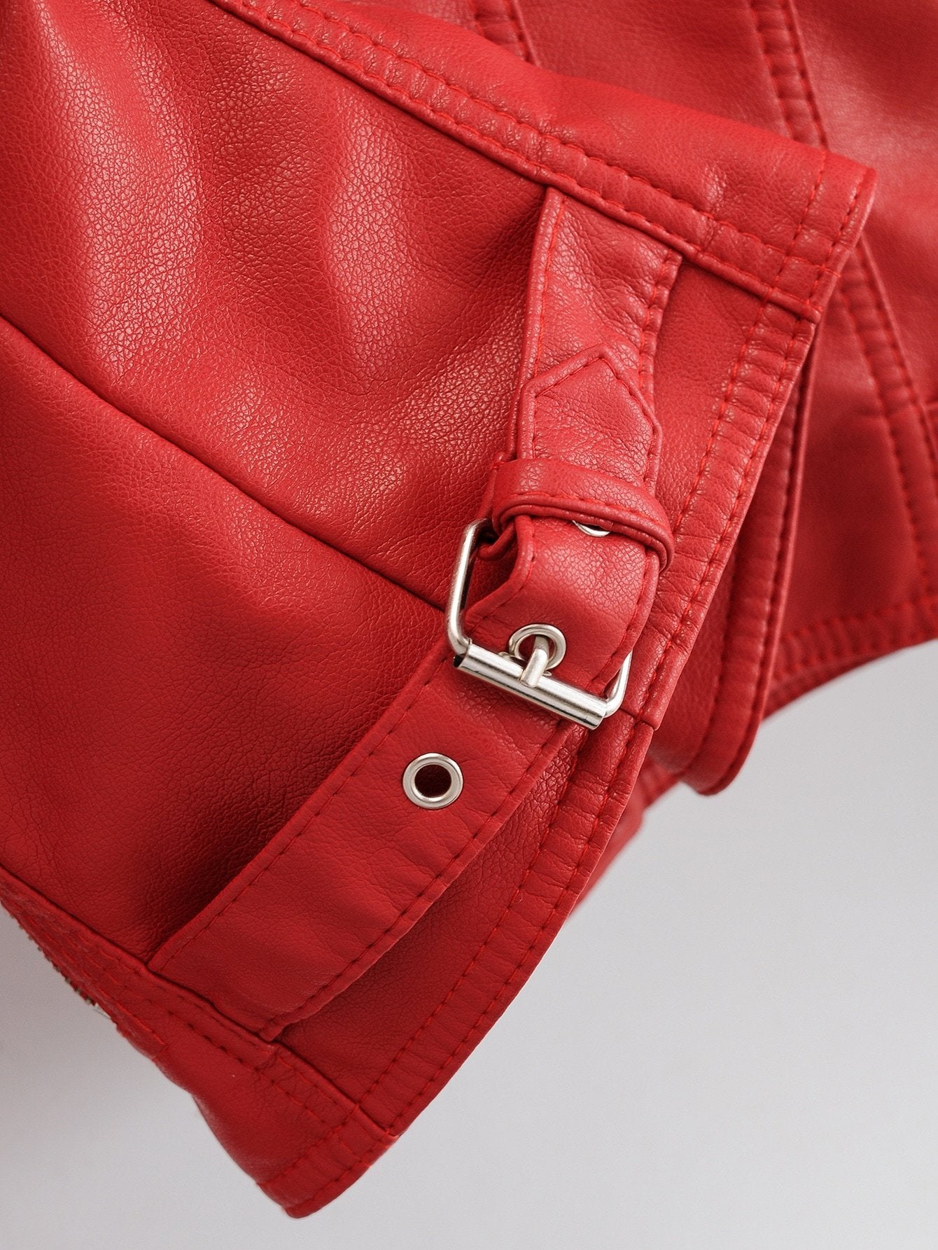 Lapel Collar Zip Up PU Moto Jacket - LuckyFash™