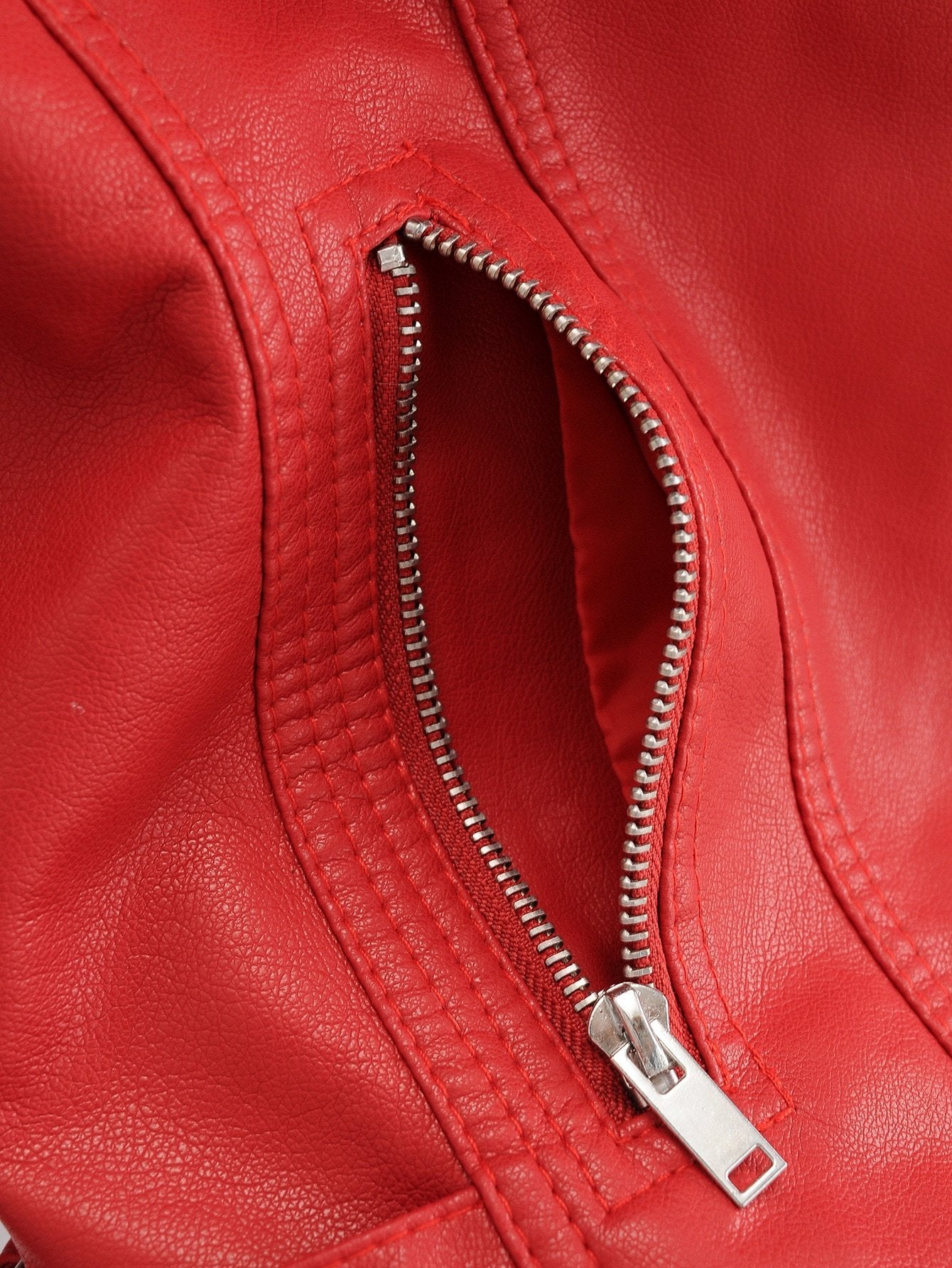 Lapel Collar Zip Up PU Moto Jacket - LuckyFash™