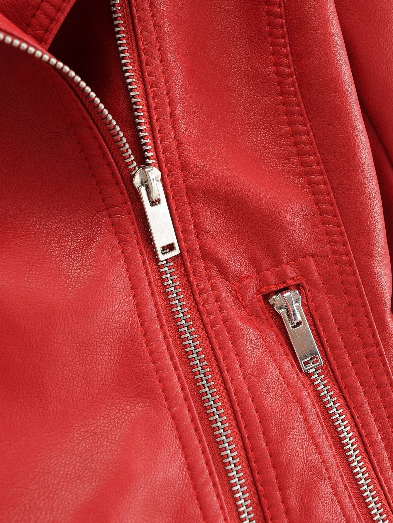 Lapel Collar Zip Up PU Moto Jacket - LuckyFash™