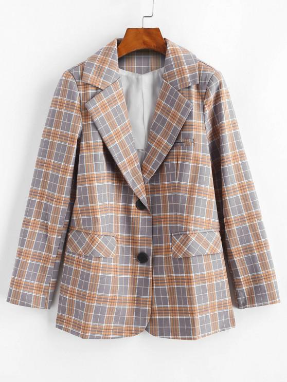 Lapel Flap Detail Plaid Blazer - LuckyFash™