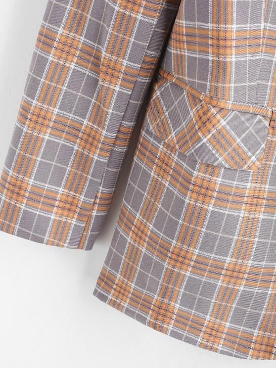 Lapel Flap Detail Plaid Blazer - LuckyFash™