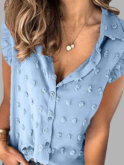 Lapel Sleeveless Solid Color Button Blouses - LuckyFash™