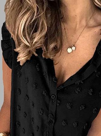 Lapel Sleeveless Solid Color Button Blouses - LuckyFash™